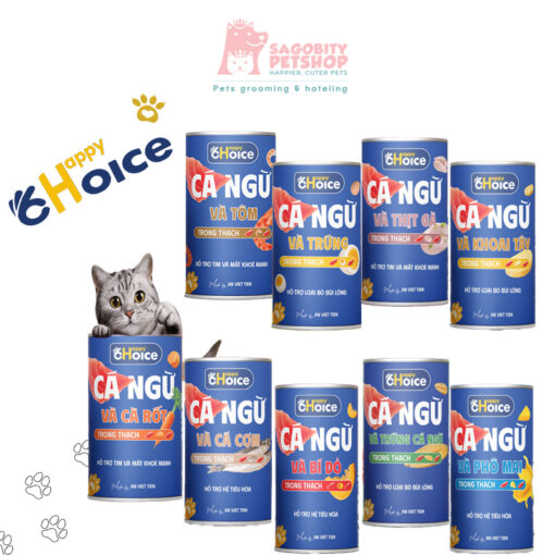 Pate Mèo Happy Choice Cá Ngừ thạch 10 vị - lon 400g