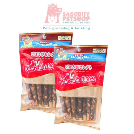 Snack-que cuộn thịt gà cho chó- DoggyMan