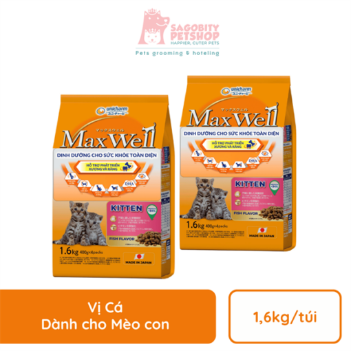 Thức ăn hạt Max Well cho Mèo con - Vị cá - túi