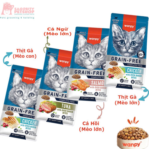 Thứ ăn hạt cho mèo Wanpy Grain-Free